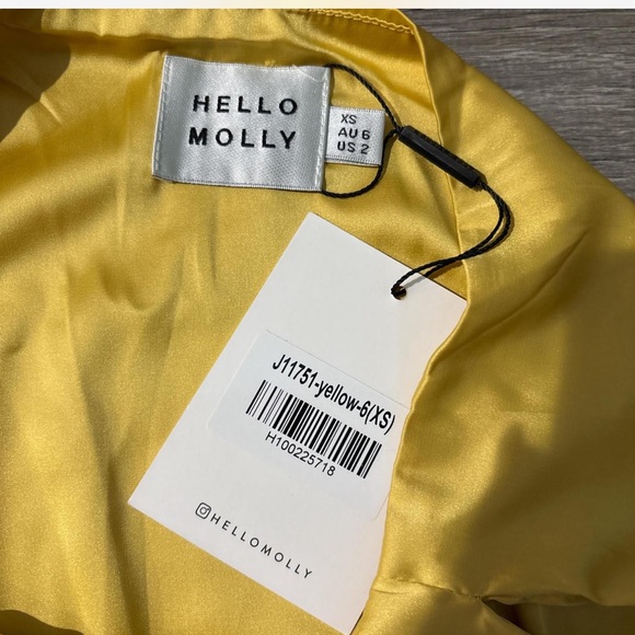 Hello Molly One-Shoulder Satin Dress in Yellow - Picture 6 of 7